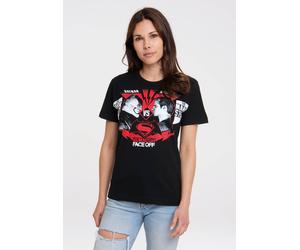 T-Shirt LOGOSHIRT "Batman vs Superman - Face Off", Damen, Gr. XL, schwarz, 100% Baumwolle, bedruckt, normal, Rundhals, Shirts T-Shirt, mit großem Superhelden-Print (81922820-XL) schwarz