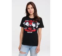 T-Shirt LOGOSHIRT "Batman vs Superman - Face Off", Damen, Gr. XS, schwarz, 100% Baumwolle, bedruckt, normal, Rundhals, Shirts T-Shirt, mit großem Superhelden-Print (81922820-XS) schwarz