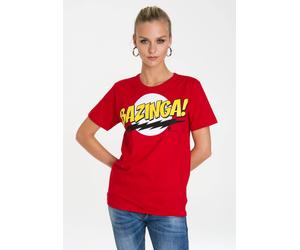 T-Shirt LOGOSHIRT "Bazinga", Damen, Gr. 3XL, rot, 100% Baumwolle, bedruckt, normal, Rundhals, Shirts T-Shirt, mit lizenziertem Frontprint (81808030-XXXL) rot
