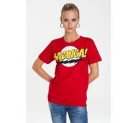 T-Shirt LOGOSHIRT "Bazinga", Damen, Gr. XXL, rot, 100% Baumwolle, bedruckt, normal, Rundhals, Shirts T-Shirt, mit lizenziertem Frontprint (81808030-XXL) rot
