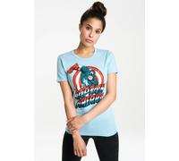T-Shirt LOGOSHIRT "Captain America", Damen, Gr. XL, blau (hellblau), 100% Baumwolle, bedruckt, normal, Rundhals, Shirts T-Shirt, mit lizenzierten Originaldesign (25302642-XL) hellblau
