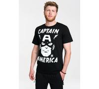 T-Shirt LOGOSHIRT "Captain America - Marvel", Damen, Gr. M, schwarz, 100% Baumwolle, bedruckt, normal, Rundhals, Shirts T-Shirt, mit coolem Frontprint (93102858-M) schwarz