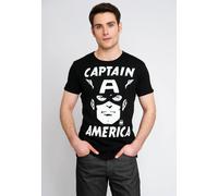 T-Shirt LOGOSHIRT "Captain America - Portrait", Herren, Gr. XS, schwarz, 100% Baumwolle, bedruckt, mehrfarbig, normal, Rundhals, Shirts T-Shirt, mit Captain America-Print (12257230-XS) schwarz