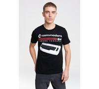 TRAKTOR® Commodore 64 I Spielcomputer I Tastatur | T-Shirt Print | Damen & Herren | kurzärmlig | schwarz | Lizenziertes Originaldesign | Größe S