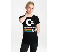 Logoshirt® Commodore 64 I C64 I Logo I T-Shirt Print I Damen I kurzärmlig I schwarz I Lizenziertes Originaldesign I Größe S