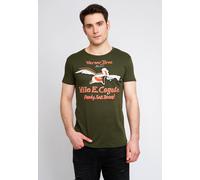Logoshirt® Looney Tunes I Wile E. Coyote I Ready, Set, Zoom | T-Shirt Print | Damen & Herren | kurzärmlig | dunkelgrün | Lizenziertes Originaldesign | Größe M