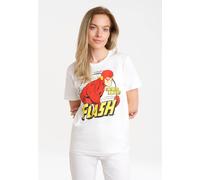 T-Shirt LOGOSHIRT "DC Comics - Flash, Fastest Man Alive", Damen, Gr. S, weiß (altweiß), 100% Baumwolle, bedruckt, normal, Rundhals, Shirts T-Shirt, mit lizenziertem Print (73738064-S) altweiß