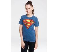 T-Shirt LOGOSHIRT "DC Comics - Superman", Damen, Gr. S, blau (hellblau), 100% Baumwolle, unifarben, normal, Rundhals, Shirts T-Shirt, mit lizenziertem Print (20096830-S) hellblau