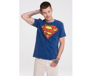 T-Shirt LOGOSHIRT "DC Comics - Superman", Herren, Gr. S, blau, 100% Baumwolle, bedruckt, unifarben, normal, Rundhals, Shirts T-Shirt, mit lizenziertem Print (71083867-S) blau