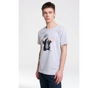 T-Shirt LOGOSHIRT "Der kleine Maulwurf", Herren, Gr. S, grau (grau, meliert), 95% Baumwolle, 5% Viskose, bedruckt, meliert, normal, Rundhals, Shirts T-Shirt, mit lizenziertem Originaldesign (88956931-