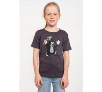 Logoshirt® TV I Der kleine Maulwurf I Juhu I T-Shirt Print I Kinder I Mädchen & Jungen I kurzärmlig I blau-grau I Lizenziertes Originaldesign; Größe 92/98