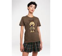 T-Shirt LOGOSHIRT "Die Biene Maja - Willi", Damen, Gr. L, braun, 100% Baumwolle, unifarben, normal, Rundhals, Shirts T-Shirt, mit coolem Print (29183115-L) braun