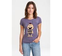 T-Shirt LOGOSHIRT "Die Biene Maja - Willi", Damen, Gr. S, flieder, lila, 100% Baumwolle, unifarben, normal, Rundhals, Shirts T-Shirt, mit coolem Print (43305942-S) flieder, lila