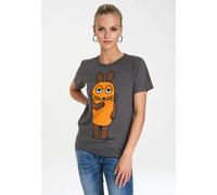 T-Shirt LOGOSHIRT "Die Sendung mit der Maus", Damen, Gr. 3XL, grau, 100% Baumwolle, bedruckt, normal, Rundhals, Shirts T-Shirt, mit lizenziertem Print (81251744-XXXL) grau