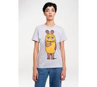 T-Shirt LOGOSHIRT "Die Sendung mit der Maus", Damen, Gr. 5XL, grau (grau, meliert), 100% Baumwolle, bedruckt, normal, Rundhals, Shirts T-Shirt, mit lizenziertem Print (68781325-5XL) grau, meliert