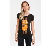 T-Shirt LOGOSHIRT "Die Sendung mit der Maus - Die Maus", Damen, Gr. XS, braun (schwarz, braun), 100% Baumwolle, bedruckt, normal, Rundhals, Shirts T-Shirt, mit lizenziertem Print (58583622-XS) schwarz