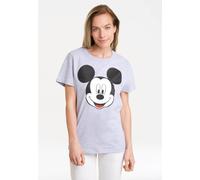 T-Shirt LOGOSHIRT "Disney - Mickey Mouse Gesicht", Damen, Gr. 3XL, grau (grau, meliert), 92% Baumwolle, 8% Elasthan, bedruckt, meliert, normal, Rundhals, Shirts T-Shirt, mit lizenziertem Print (309571