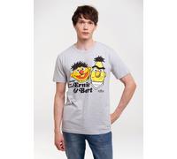 Logoshirt® Sesamstraße I Ernie und Bert I T-Shirt Print I Damen & Herren I kurzärmlig I grau-meliert I Lizenziertes Originaldesign I Größe S