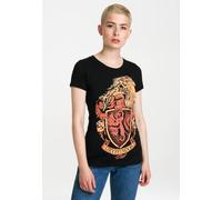 Logoshirt® Harry Potter I Gryffindor I Wappen I Logo I T-Shirt Print I Damen I kurzärmlig I schwarz I Lizenziertes Originaldesign I Größe S