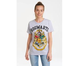 T-Shirt LOGOSHIRT "Harry Potter - Hogwarts", Damen, Gr. L, grau (grau, meliert), 95% Baumwolle, 5% Viskose, bedruckt, normal, Rundhals, Shirts T-Shirt, mit lizenziertem Print (96040445-L) grau, melier