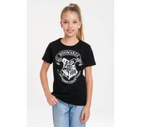 Logoshirt® Harry Potter I Hogwarts I Logo Weiss I T-Shirt Print I Kinder I Mädchen & Jungen I kurzärmlig I schwarz I Lizenziertes Originaldesign I Größe 170/176