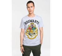 Logoshirt® Harry Potter I Hogwarts I Wappen I T-Shirt Print I Damen & Herren I kurzärmlig I grau meliert I Lizenziertes Originaldesign I Größe S