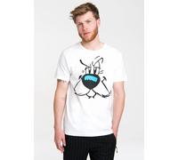 T-Shirt LOGOSHIRT "Idefix - Faces - Asterix", Herren, Gr. S, weiß (altweiß), 100% Baumwolle, bedruckt, normal, Rundhals, Shirts T-Shirt, mit coolem Print (87224452-S) altweiß