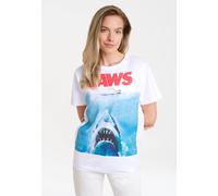 T-Shirt LOGOSHIRT "Jaws - Der weisse Hai", Damen, Gr. 3XL, weiß (altweiß), 100% Baumwolle, bedruckt, normal, Rundhals, Shirts T-Shirt, mit lizenziertem Print (64890751-XXXL) altweiß