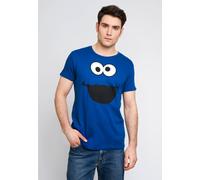 Logoshirt® Sesamstrasse I Krümelmonster I Gesicht I T-Shirt Print I Damen & Herren I kurzärmlig I blau I Lizenziertes Originaldesign I Größe XL