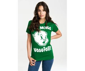 T-Shirt LOGOSHIRT "Looney Tunes - Eat More Veggies", Damen, Gr. M, grün, 100% Baumwolle, bedruckt, normal, Rundhals, Shirts T-Shirt, mit lizenzierten Originaldesign (22572350-M) grün
