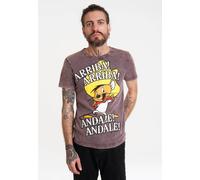 T-Shirt LOGOSHIRT "Looney Tunes - Speedy Gonzales", Herren, Gr. M, lila (violett), 100% Baumwolle, bedruckt, normal, Rundhals, Shirts T-Shirt, mit lizenziertem Print (28025538-M) violett