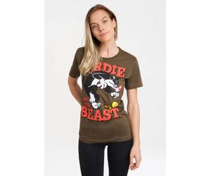 T-Shirt LOGOSHIRT "Looney Tunes - Sylvester & Tweety", Damen, Gr. S, grün (olivgrün, grün), 100% Baumwolle, bedruckt, normal, Rundhals, Shirts T-Shirt, mit lizenziertem Print (57776915-S) olivgrün, gr