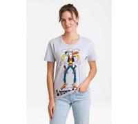 T-Shirt LOGOSHIRT "Lucky Luke Colt", Damen, Gr. 5XL, grau (grau, meliert), 95% Baumwolle, 5% Viskose, bedruckt, meliert, normal, Rundhals, Shirts T-Shirt, mit lizenziertem Print (27384406-5XL) grau, m