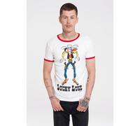T-Shirt LOGOSHIRT "Lucky Luke", Damen, Gr. M, weiß, 100% Baumwolle, bedruckt, normal, Rundhals, Shirts T-Shirt, mit farblich abgesetzten Bündchen (74983458-M) weiß