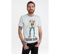 T-Shirt LOGOSHIRT "Lucky Luke", Damen, Gr. XXL, blau (hellblau), 100% Baumwolle, bedruckt, normal, Rundhals, Shirts T-Shirt, mit angesagtem Retro-Print (90955439-XXL) hellblau