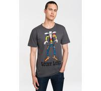 Logoshirt® Lucky Luke I Showdown I T-Shirt Print I Damen & Herren I kurzärmlig I grau I Lizenziertes Originaldesign I Größe XS
