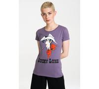 T-Shirt LOGOSHIRT "Lucky Luke Portrait", Damen, Gr. XS, lila, 100% Baumwolle, bedruckt, normal, Rundhals, Shirts T-Shirt, mit coolem Frontprint (87948045-XS) lila
