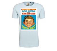 T-Shirt LOGOSHIRT "Mad - Alfred E. Neumann For President", Damen, Gr. L, blau (hellblau), 100% Baumwolle, unifarben, normal, Rundhals, Shirts T-Shirt, mit coolem Print (97025341-L) hellblau