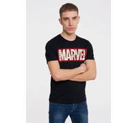 T-Shirt LOGOSHIRT "Marvel Comic Block Logo", Herren, Gr. XL, schwarz, 100% Baumwolle, unifarben, normal, Rundhals, Shirts T-Shirt, mit coolem Print (13467318-XL) schwarz