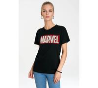 T-Shirt LOGOSHIRT "Marvel Comic Block Logo", Damen, Gr. XXL, schwarz, 100% Baumwolle, unifarben, normal, Rundhals, Shirts T-Shirt, mit coolem Print (60576857-XXL) schwarz