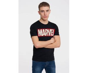 T-Shirt LOGOSHIRT "Marvel Comic Block Logo", Herren, Gr. 3XL, schwarz, 100% Baumwolle, unifarben, normal, Rundhals, Shirts T-Shirt, mit coolem Print (13467318-XXXL) schwarz