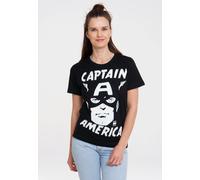 T-Shirt LOGOSHIRT "Marvel Comics - Captain America", Damen, Gr. XL, schwarz, 100% Baumwolle, bedruckt, normal, Rundhals, Shirts T-Shirt, mit lizenziertem Print (16593439-XL) schwarz