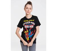 T-Shirt LOGOSHIRT "Marvel Comics", Damen, Gr. S, bunt (schwarz, mehrfarbig), 100% Baumwolle, bedruckt, normal, Rundhals, Shirts T-Shirt, mit lizenziertem Design (66927144-S) schwarz, mehrfarbig