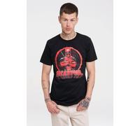 T-Shirt LOGOSHIRT "Marvel Comics - Deadpool", Damen, Gr. 5XL, schwarz (schwarz, rot), 100% Baumwolle, bedruckt, normal, Rundhals, Shirts T-Shirt, mit lizenziertem Print (91220720-5XL) schwarz, rot