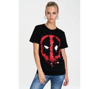 T-Shirt LOGOSHIRT "Marvel Deadpool Face", Damen, Gr. L, schwarz, 100% Baumwolle, unifarben, normal, Rundhals, Shirts T-Shirt, mit coolem Print (68858435-L) schwarz
