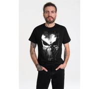 T-Shirt LOGOSHIRT "Marvel - Punisher Striped Skull", Herren, Gr. XS, schwarz, 100% Baumwolle, unifarben, normal, Rundhals, Shirts T-Shirt, mit coolem Print (96195316-XS) schwarz