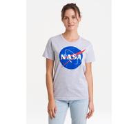 T-Shirt LOGOSHIRT "Nasa", Damen, Gr. S, grau (grau, meliert), 95% Baumwolle, 5% Viskose, bedruckt, meliert, normal, Rundhals, Shirts T-Shirt, mit lizenziertem Print (38879549-S) grau, meliert