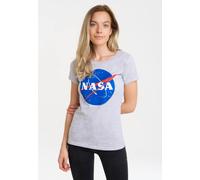 T-Shirt LOGOSHIRT "NASA", Damen, Gr. S, grau (grau, meliert), 95% Baumwolle, 5% Viskose, bedruckt, unifarben, normal, Rundhals, Shirts T-Shirt, mit lizenziertem Print (63582000-S) grau, meliert