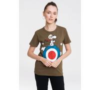 T-Shirt LOGOSHIRT "Peanuts - Snoopy", Damen, Gr. M, grün (olivgrün, grün), 100% Baumwolle, bedruckt, unifarben, normal, Rundhals, Shirts T-Shirt, mit lizenziertem Print (13074048-M) olivgrün, grün
