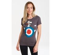 T-Shirt LOGOSHIRT "Peanuts - Snoopy", Damen, Gr. XS, grau (dunkelgrau), 100% Baumwolle, bedruckt, mehrfarbig, normal, Rundhals, Shirts T-Shirt, mit lizenziertem Print (48587044-XS) dunkelgrau